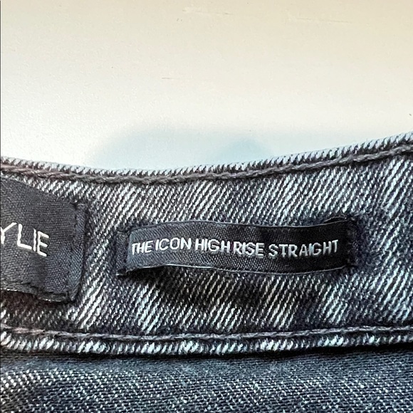 Kendall + Kylie The Icon High Rise Straight Black Denim Jeans 1/25 gray/black - Picture 7 of 7